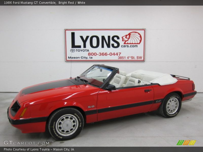 Bright Red / White 1986 Ford Mustang GT Convertible