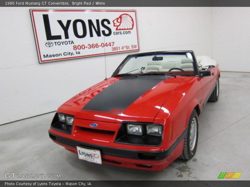 Bright Red / White 1986 Ford Mustang GT Convertible