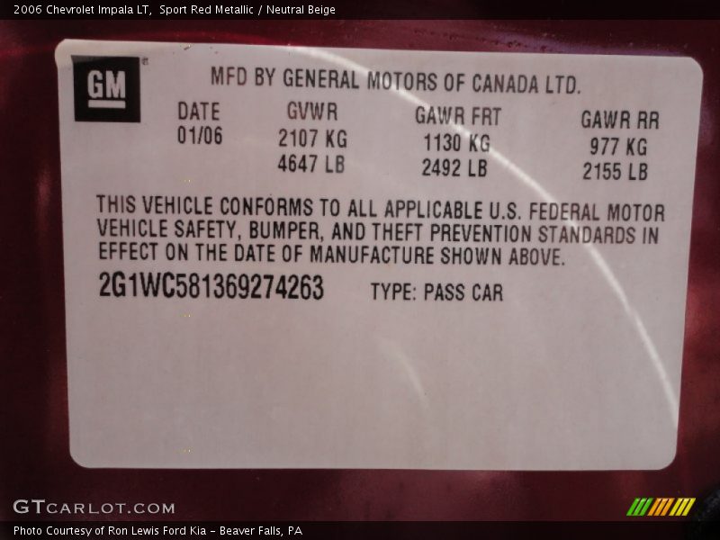Sport Red Metallic / Neutral Beige 2006 Chevrolet Impala LT