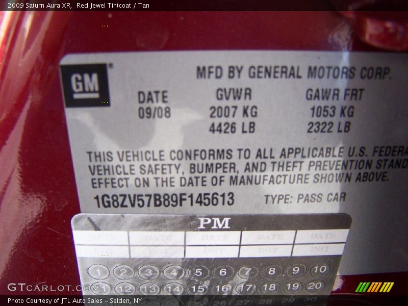 Red Jewel Tintcoat / Tan 2009 Saturn Aura XR