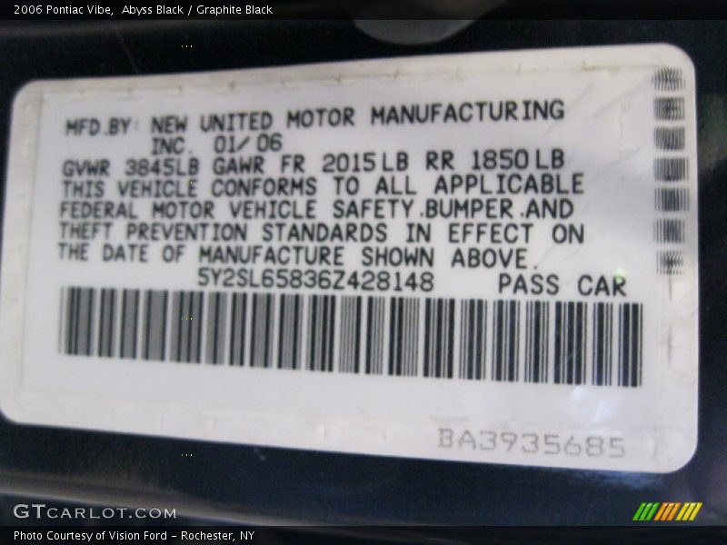 Abyss Black / Graphite Black 2006 Pontiac Vibe
