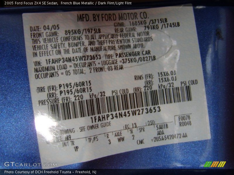 French Blue Metallic / Dark Flint/Light Flint 2005 Ford Focus ZX4 SE Sedan