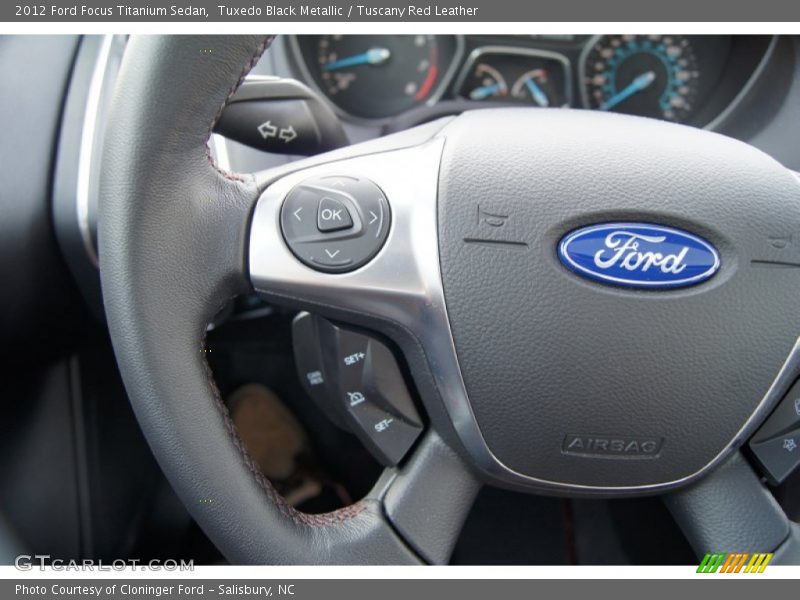 Tuxedo Black Metallic / Tuscany Red Leather 2012 Ford Focus Titanium Sedan