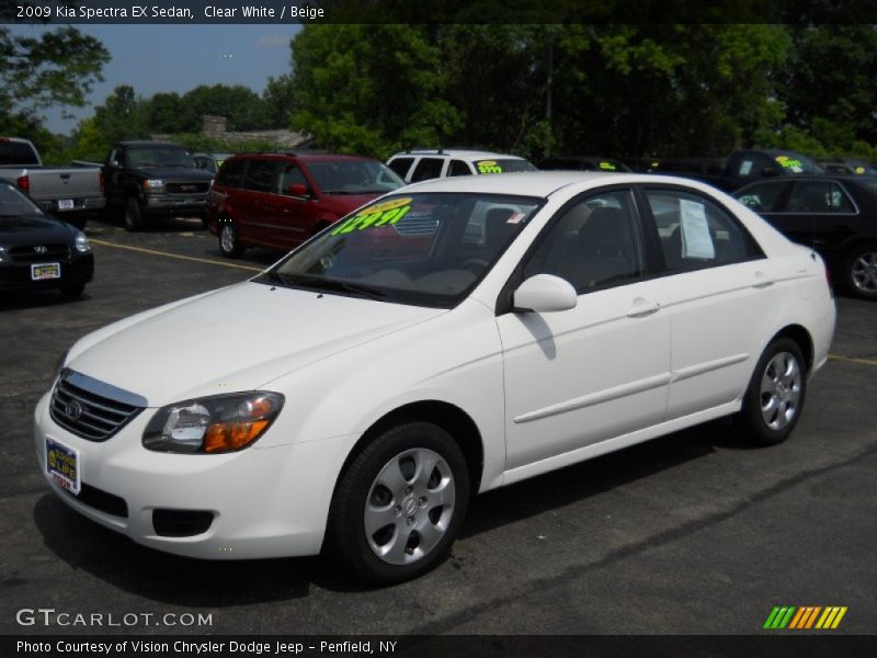 Clear White / Beige 2009 Kia Spectra EX Sedan