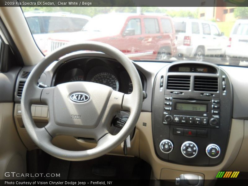 Clear White / Beige 2009 Kia Spectra EX Sedan