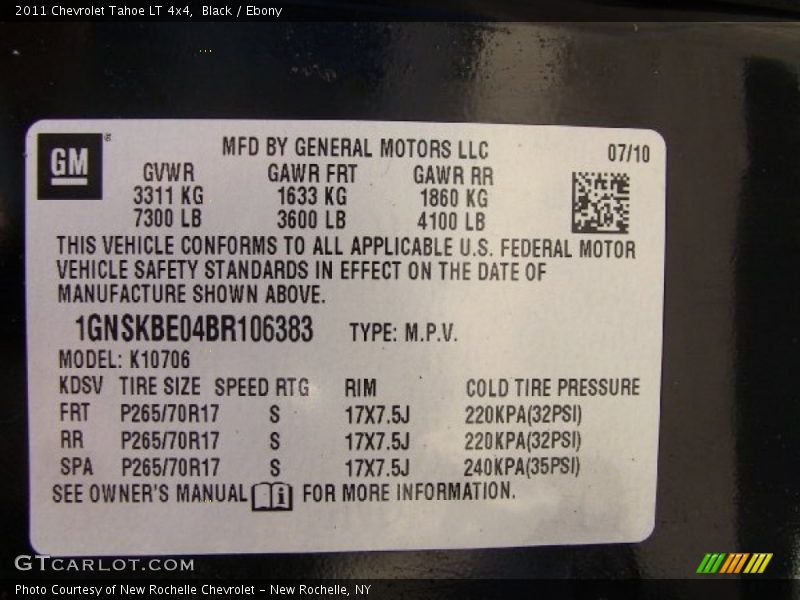 Black / Ebony 2011 Chevrolet Tahoe LT 4x4