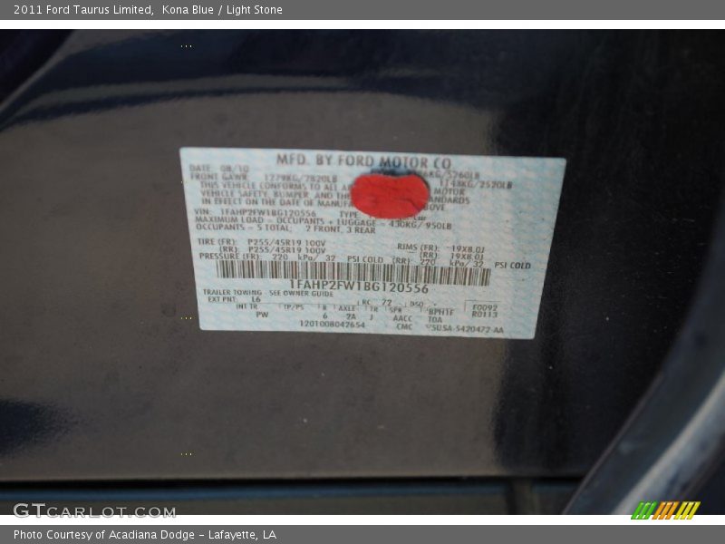 Kona Blue / Light Stone 2011 Ford Taurus Limited