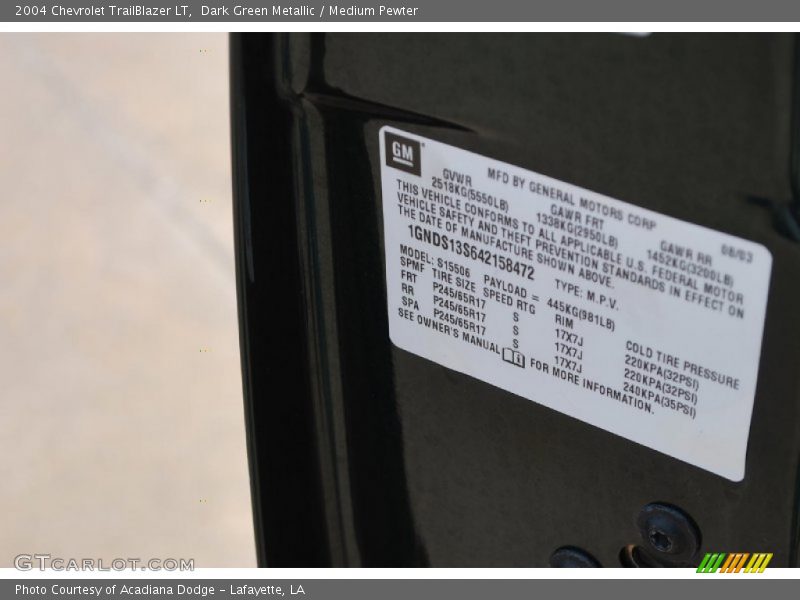 Dark Green Metallic / Medium Pewter 2004 Chevrolet TrailBlazer LT