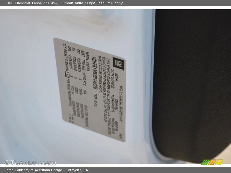 Summit White / Light Titanium/Ebony 2008 Chevrolet Tahoe Z71 4x4
