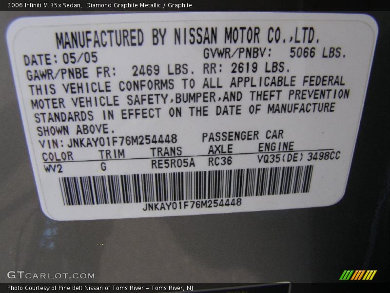 Diamond Graphite Metallic / Graphite 2006 Infiniti M 35x Sedan
