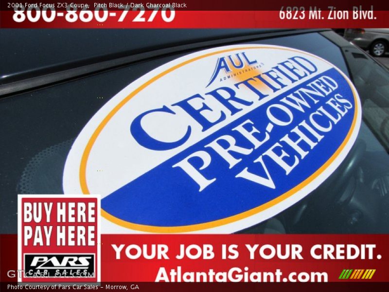 Pitch Black / Dark Charcoal Black 2001 Ford Focus ZX3 Coupe