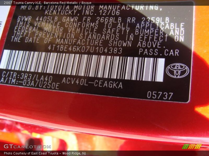 Barcelona Red Metallic / Bisque 2007 Toyota Camry XLE