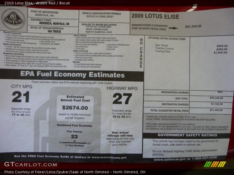  2009 Elise  Window Sticker