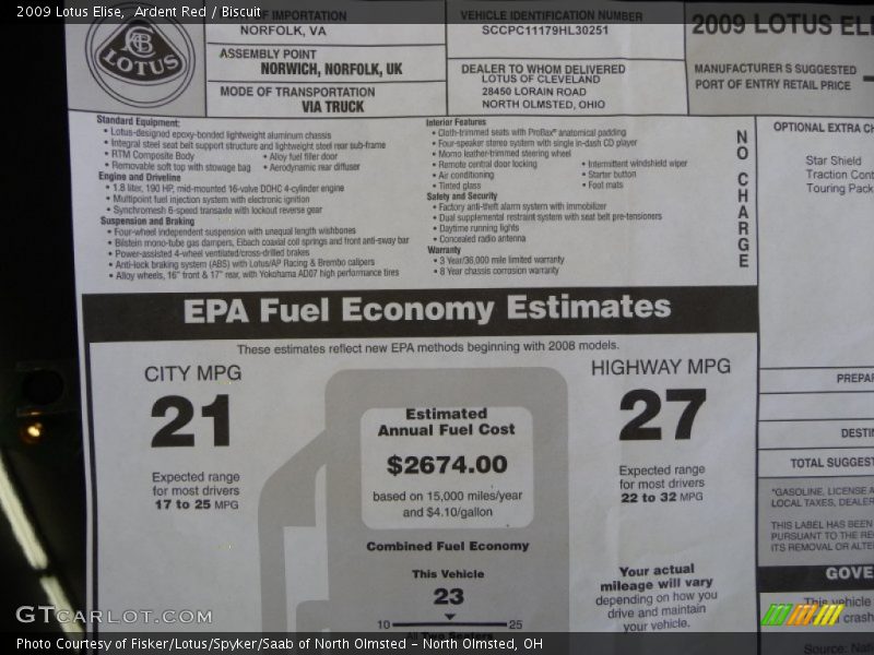  2009 Elise  Window Sticker