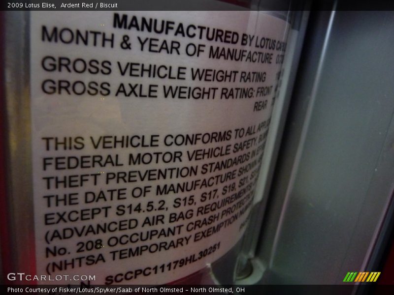 Ardent Red / Biscuit 2009 Lotus Elise