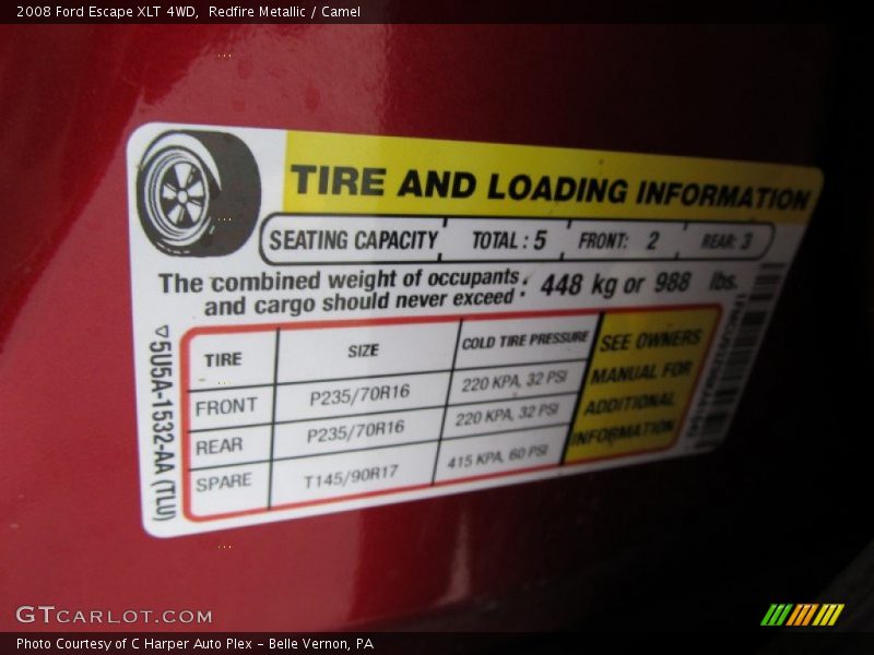 Redfire Metallic / Camel 2008 Ford Escape XLT 4WD