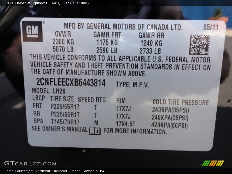 Black / Jet Black 2011 Chevrolet Equinox LT AWD