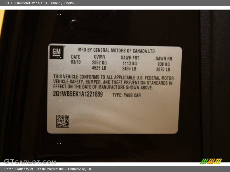 Black / Ebony 2010 Chevrolet Impala LT