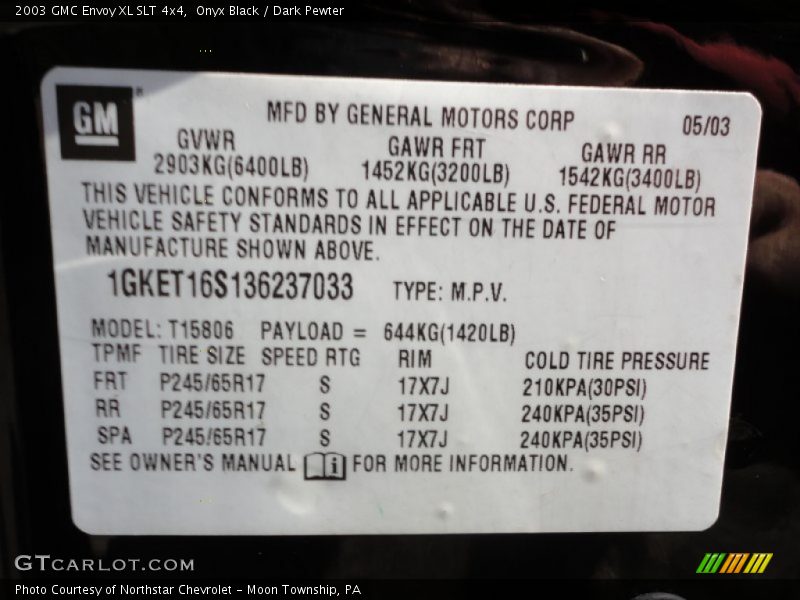 Onyx Black / Dark Pewter 2003 GMC Envoy XL SLT 4x4