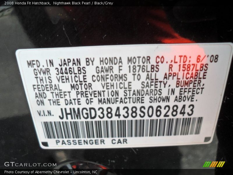 Nighthawk Black Pearl / Black/Grey 2008 Honda Fit Hatchback