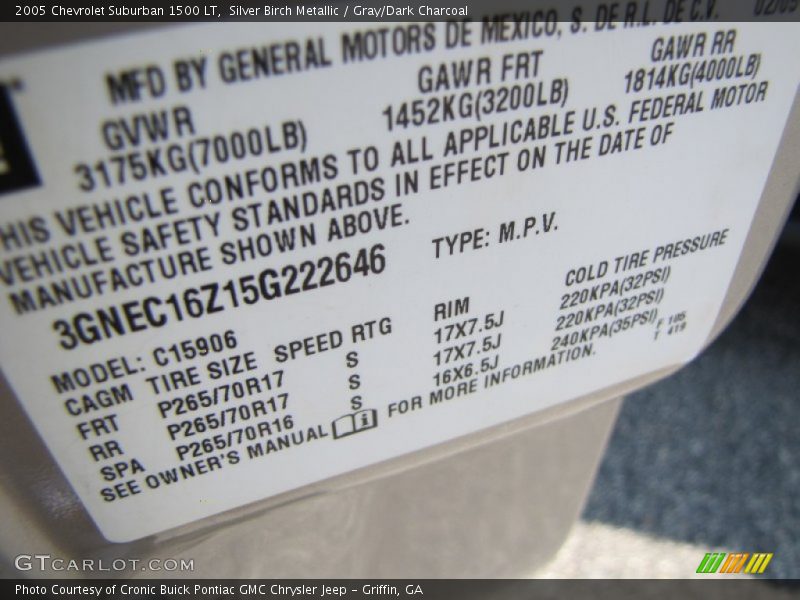 Silver Birch Metallic / Gray/Dark Charcoal 2005 Chevrolet Suburban 1500 LT
