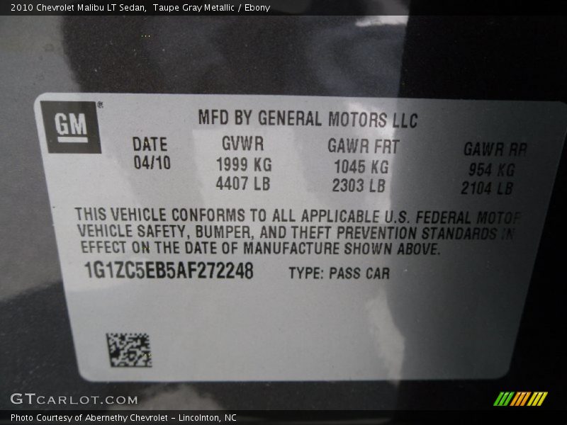 Taupe Gray Metallic / Ebony 2010 Chevrolet Malibu LT Sedan