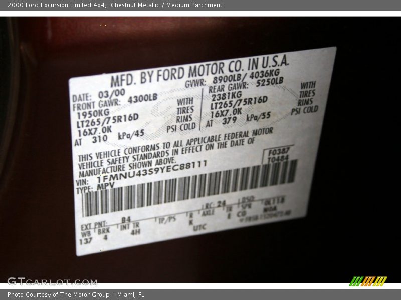 Chestnut Metallic / Medium Parchment 2000 Ford Excursion Limited 4x4