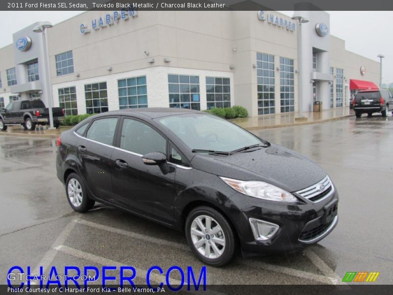 Tuxedo Black Metallic / Charcoal Black Leather 2011 Ford Fiesta SEL Sedan