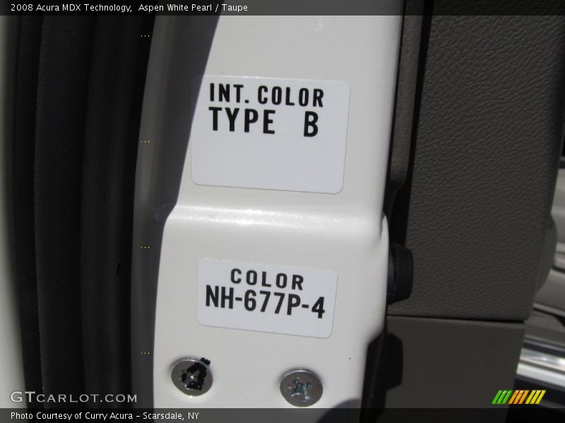 Aspen White Pearl / Taupe 2008 Acura MDX Technology
