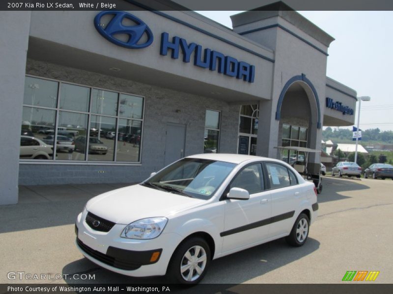 White / Beige 2007 Kia Rio LX Sedan