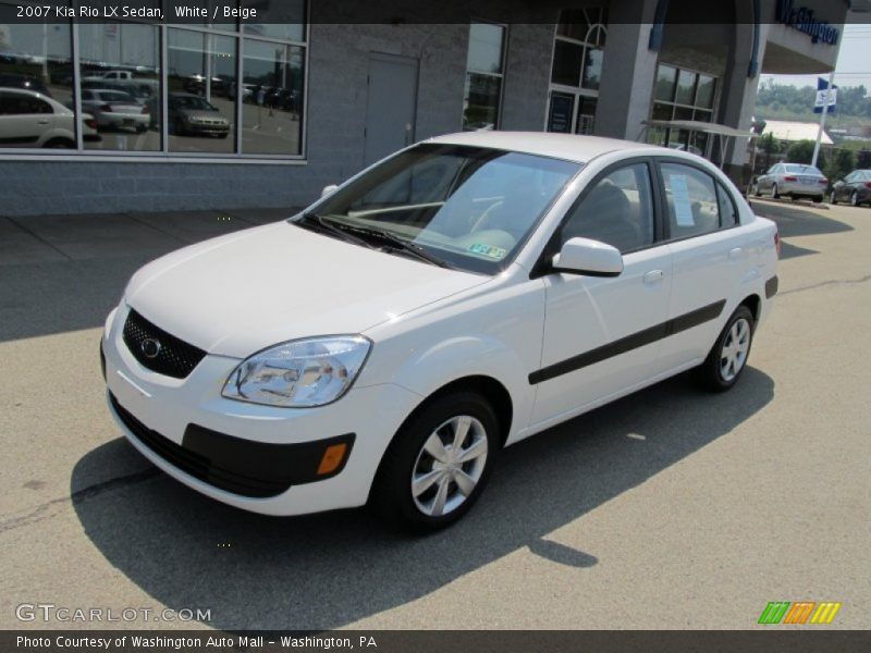 White / Beige 2007 Kia Rio LX Sedan