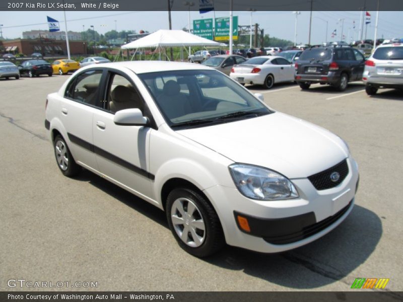 White / Beige 2007 Kia Rio LX Sedan