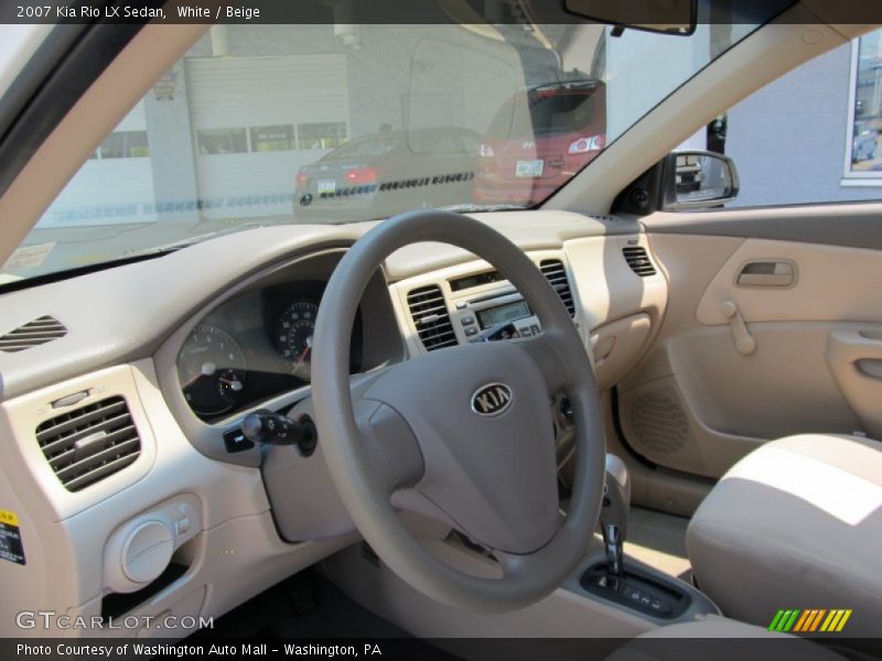 White / Beige 2007 Kia Rio LX Sedan