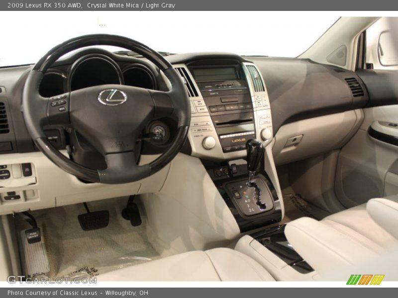 Crystal White Mica / Light Gray 2009 Lexus RX 350 AWD