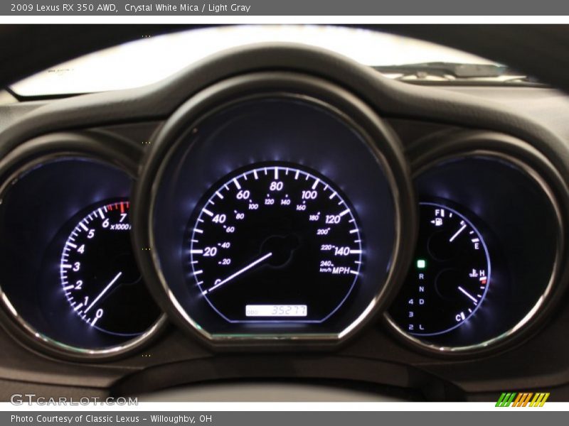 Crystal White Mica / Light Gray 2009 Lexus RX 350 AWD