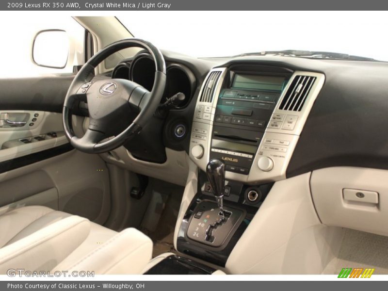 Crystal White Mica / Light Gray 2009 Lexus RX 350 AWD