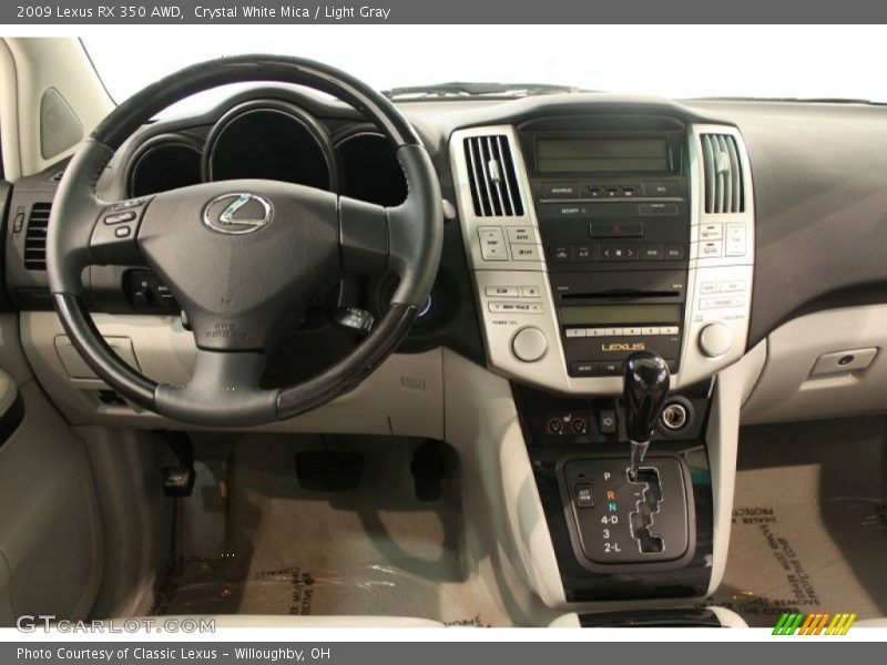 Crystal White Mica / Light Gray 2009 Lexus RX 350 AWD