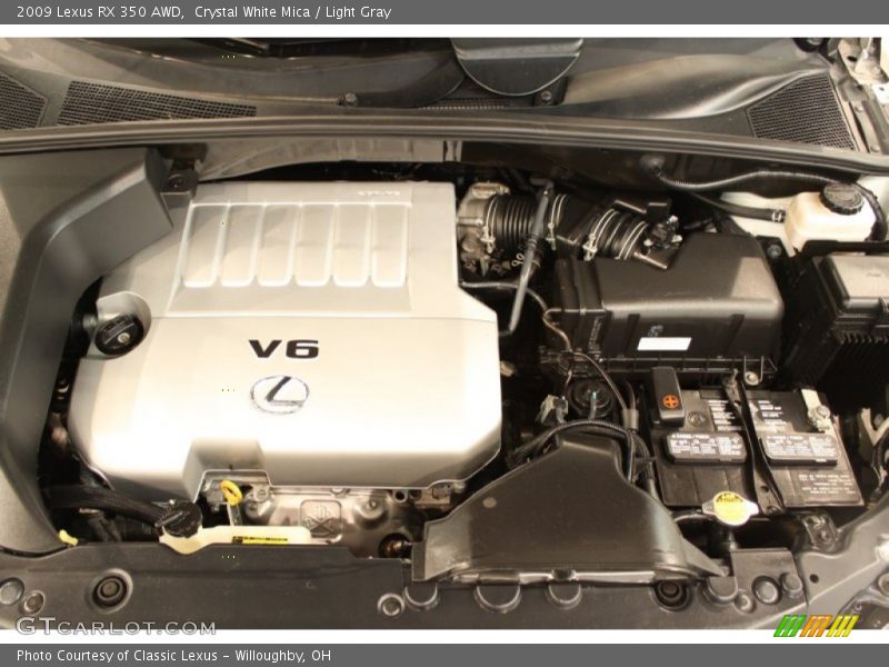 Crystal White Mica / Light Gray 2009 Lexus RX 350 AWD