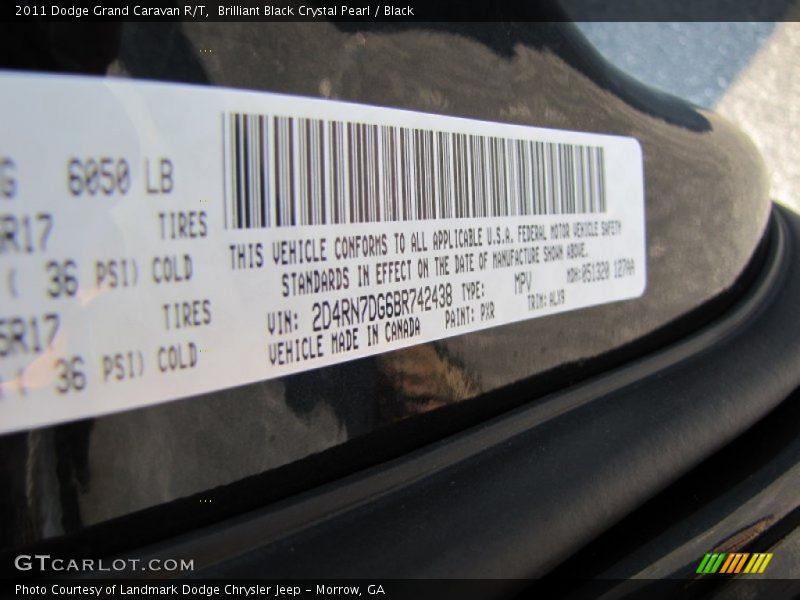 Brilliant Black Crystal Pearl / Black 2011 Dodge Grand Caravan R/T