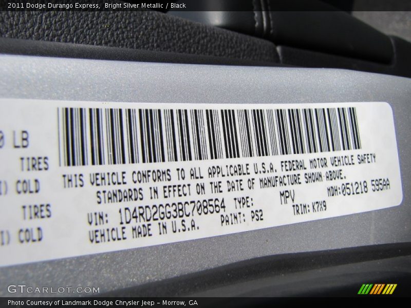 Bright Silver Metallic / Black 2011 Dodge Durango Express