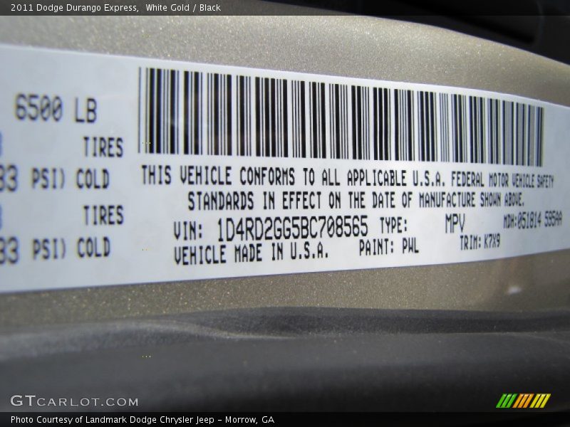 White Gold / Black 2011 Dodge Durango Express