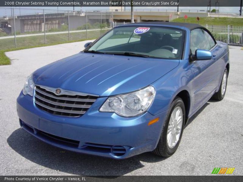 Marathon Blue Pearl / Dark Slate Gray/Light Slate Gray 2008 Chrysler Sebring Touring Convertible