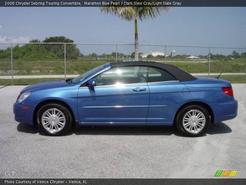 Marathon Blue Pearl / Dark Slate Gray/Light Slate Gray 2008 Chrysler Sebring Touring Convertible