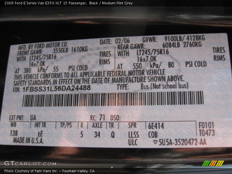 Black / Medium Flint Grey 2006 Ford E Series Van E350 XLT 15 Passenger