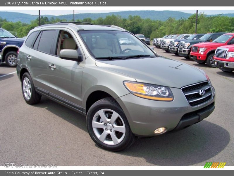 Platinum Sage / Beige 2009 Hyundai Santa Fe Limited 4WD