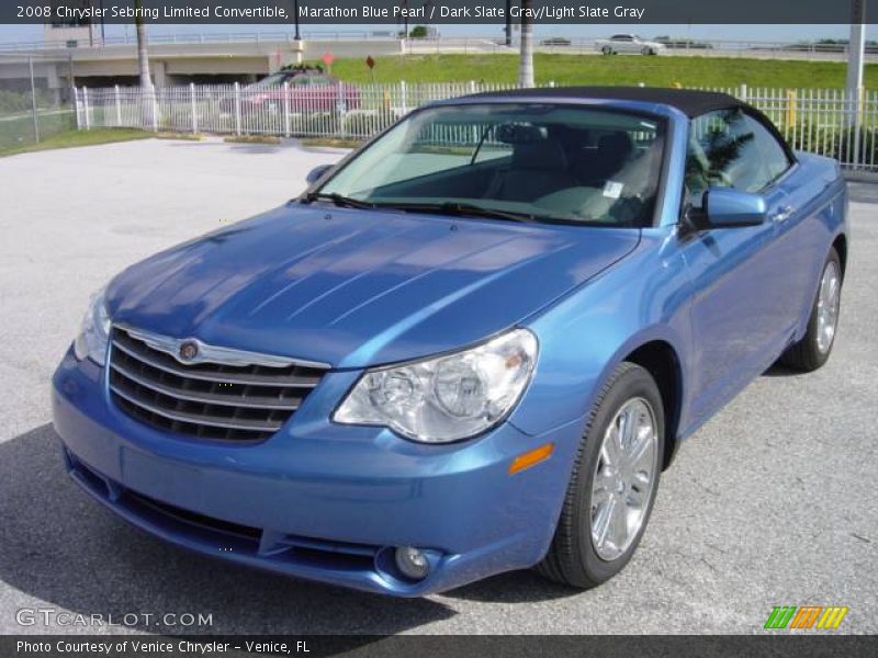Marathon Blue Pearl / Dark Slate Gray/Light Slate Gray 2008 Chrysler Sebring Limited Convertible