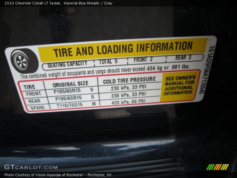 Imperial Blue Metallic / Gray 2010 Chevrolet Cobalt LT Sedan