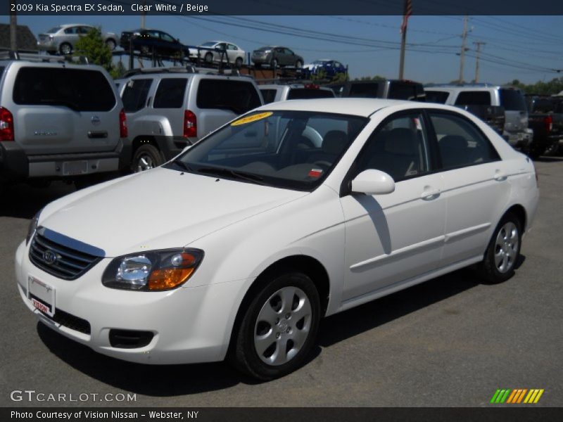 Clear White / Beige 2009 Kia Spectra EX Sedan