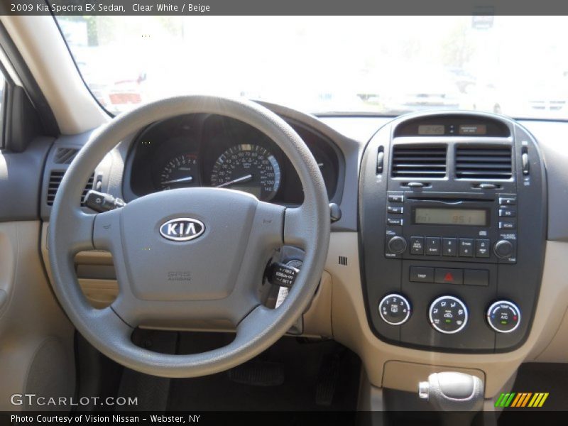 Clear White / Beige 2009 Kia Spectra EX Sedan