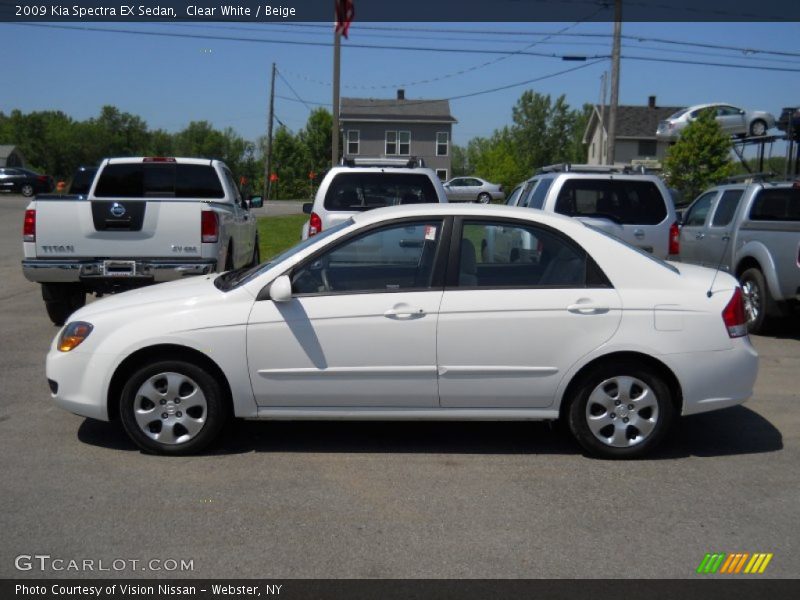 Clear White / Beige 2009 Kia Spectra EX Sedan
